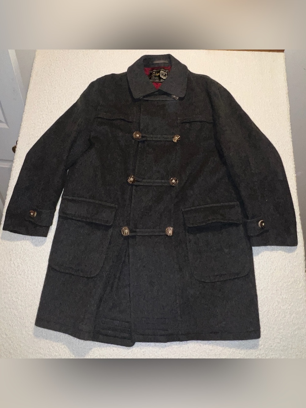 VTG Alpenloden Loden Wool Duffle Coat West Germany Sz L? 70s Water Resistant